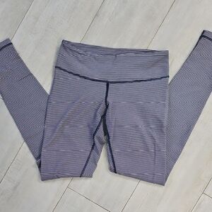 Lululemon Athletica Navy and White Striped Leggings